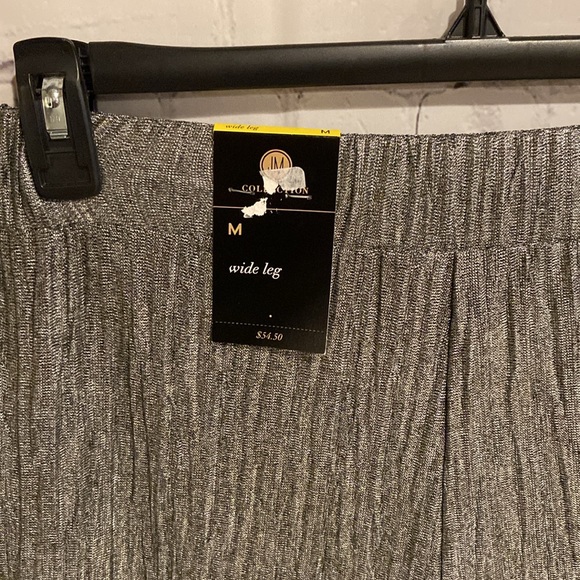 JM Collection Wide Leg Metallic Textured Pull On Pants. Black Silver Party. Sz M - Picture 3 of 8